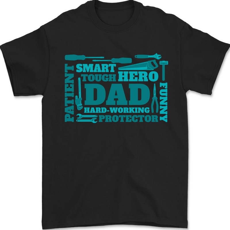 Dad Funny Fathers Day Protector Tough Hero Mens T-Shirt 100% Cotton Black