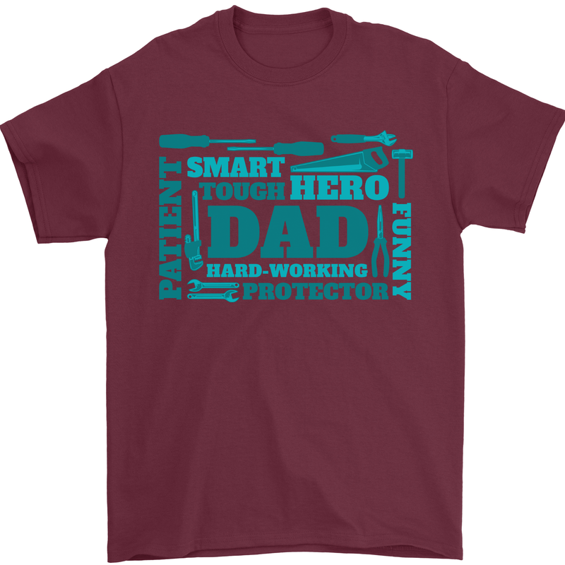 Dad Funny Fathers Day Protector Tough Hero Mens T-Shirt 100% Cotton Maroon
