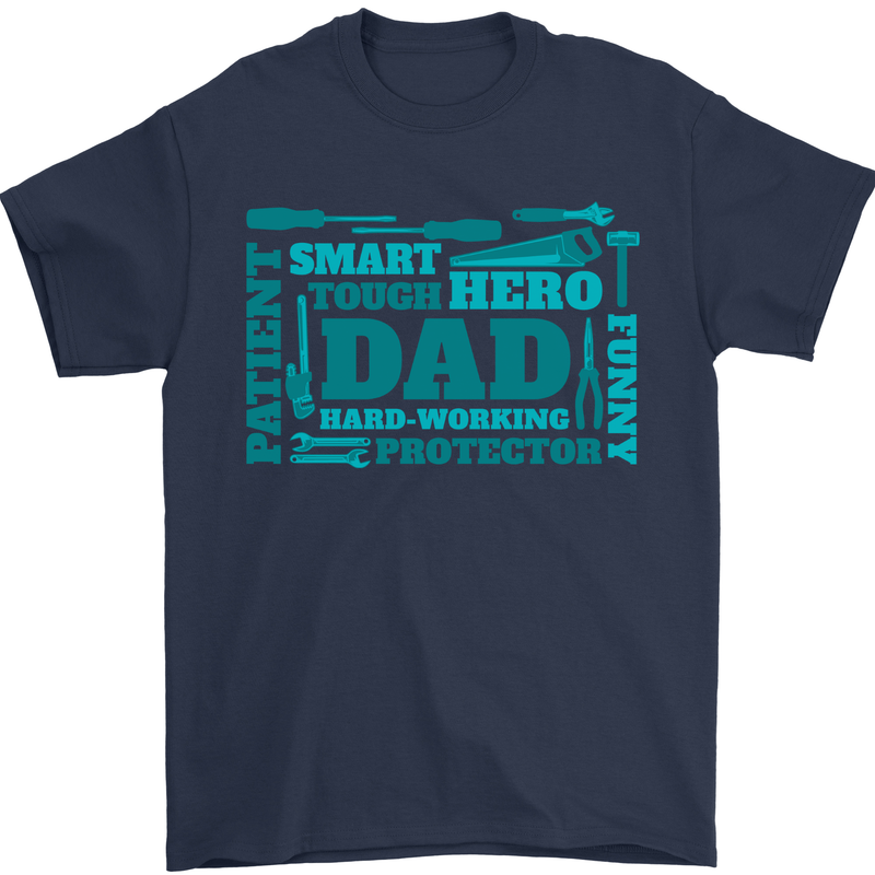 Dad Funny Fathers Day Protector Tough Hero Mens T-Shirt 100% Cotton Navy Blue