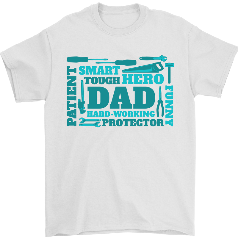 Dad Funny Fathers Day Protector Tough Hero Mens T-Shirt 100% Cotton White