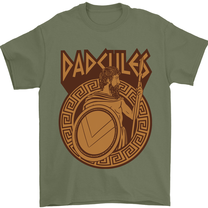 Dadcules Funny Fathers Day Gym Mens T-Shirt 100% Cotton Military Green