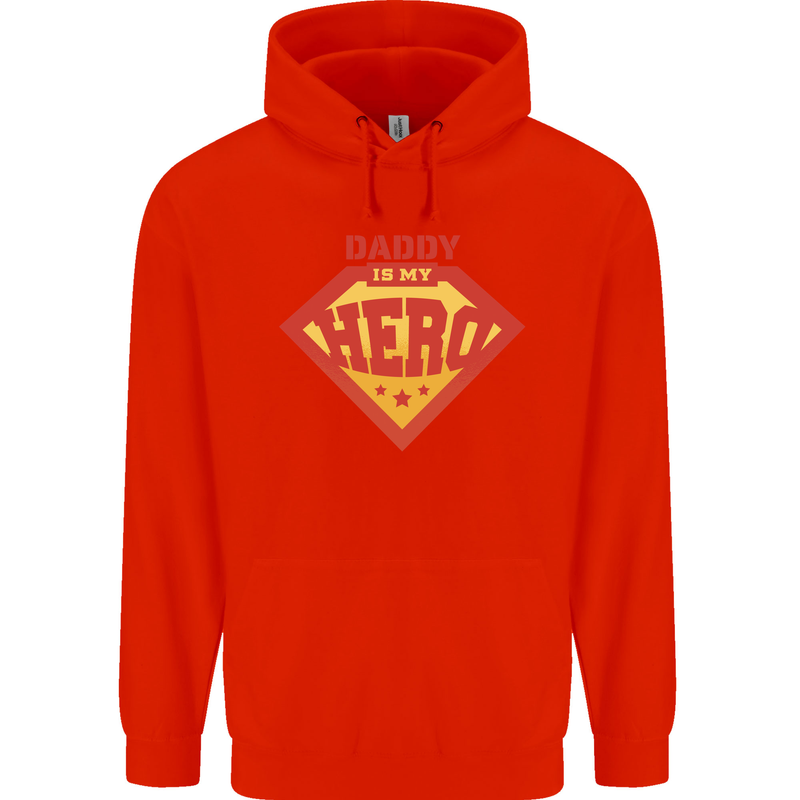 Daddy  My Hero Funny Fathers Day Superhero Childrens Kids Hoodie Bright Red