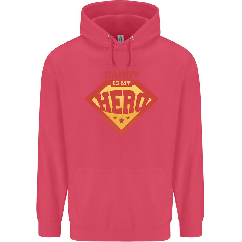 Daddy  My Hero Funny Fathers Day Superhero Childrens Kids Hoodie Heliconia