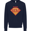 Daddy  My Hero Funny Fathers Day Superhero Kids Sweatshirt Jumper Navy Blue
