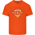 Daddy  My Hero Funny Fathers Day Superhero Kids T-Shirt Childrens Orange