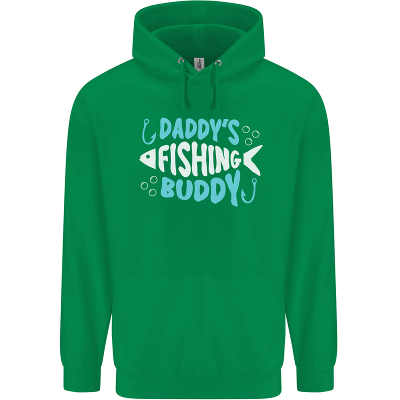 Daddys Fishing Buddy Funny Fisherman Childrens Kids Hoodie Irish Green
