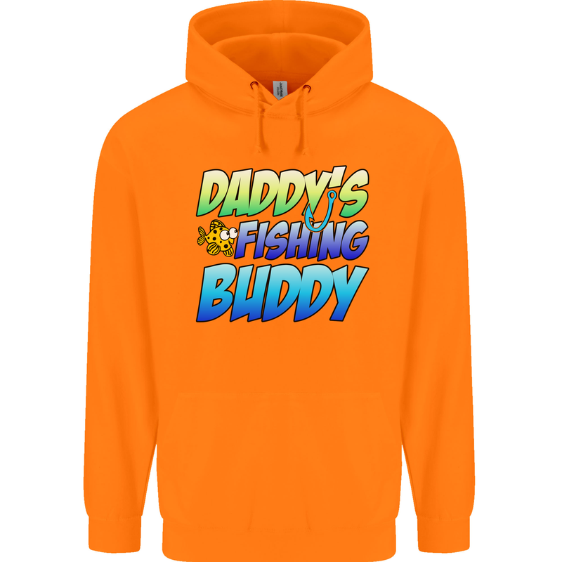 Daddys Fishing Buddy Funny Fisherman Childrens Kids Hoodie Orange