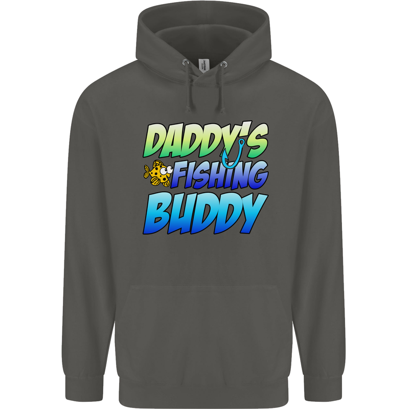Daddys Fishing Buddy Funny Fisherman Childrens Kids Hoodie Storm Grey