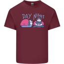 Day Night Gaming Panda Gamer Video Games Mens Cotton T-Shirt Tee Top Maroon