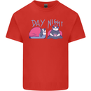 Day Night Gaming Panda Gamer Video Games Mens Cotton T-Shirt Tee Top Red