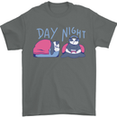 Day Night Gaming Panda Gamer Video Games Mens T-Shirt 100% Cotton Charcoal