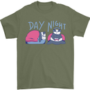 Day Night Gaming Panda Gamer Video Games Mens T-Shirt 100% Cotton Military Green