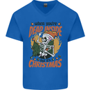 Dead Inside at Christmas Xmas Skull Mens V-Neck Cotton T-Shirt Royal Blue
