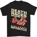 a black t - shirt with a picture of two people on a motorcycle