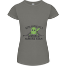 Dinosaur Coming Soon New Baby Pregnancy Pregnant Womens Petite Cut T-Shirt Charcoal