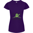 Dinosaur Coming Soon New Baby Pregnancy Pregnant Womens Petite Cut T-Shirt Purple