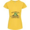 Dinosaur Coming Soon New Baby Pregnancy Pregnant Womens Petite Cut T-Shirt Yellow