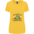 Dinosaur Coming Soon New Baby Pregnancy Pregnant Womens Wider Cut T-Shirt Yellow