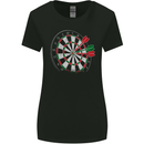 Distressed Dart Board Womens Wider Cut T-Shirt Black