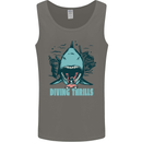 Diving Thrills Funny Scuba Diving Shark Diver Mens Vest Tank Top Charcoal