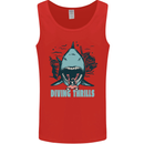 Diving Thrills Funny Scuba Diving Shark Diver Mens Vest Tank Top Red