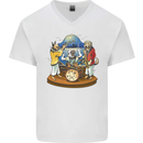 Dog Jazz Band Funny Music Mens V-Neck Cotton T-Shirt White