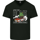 Drifting Home for Christmas Car Drift Funny Xmas Mens V-Neck Cotton T-Shirt Black