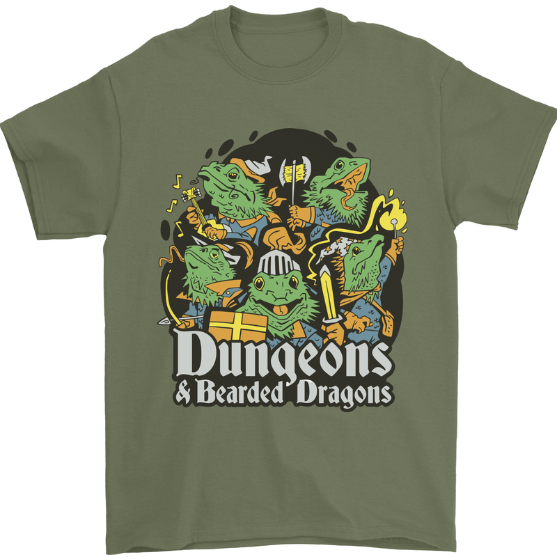 Dungeons & Dragons Role Play Games RPG Mens T-Shirt 100% Cotton Military Green