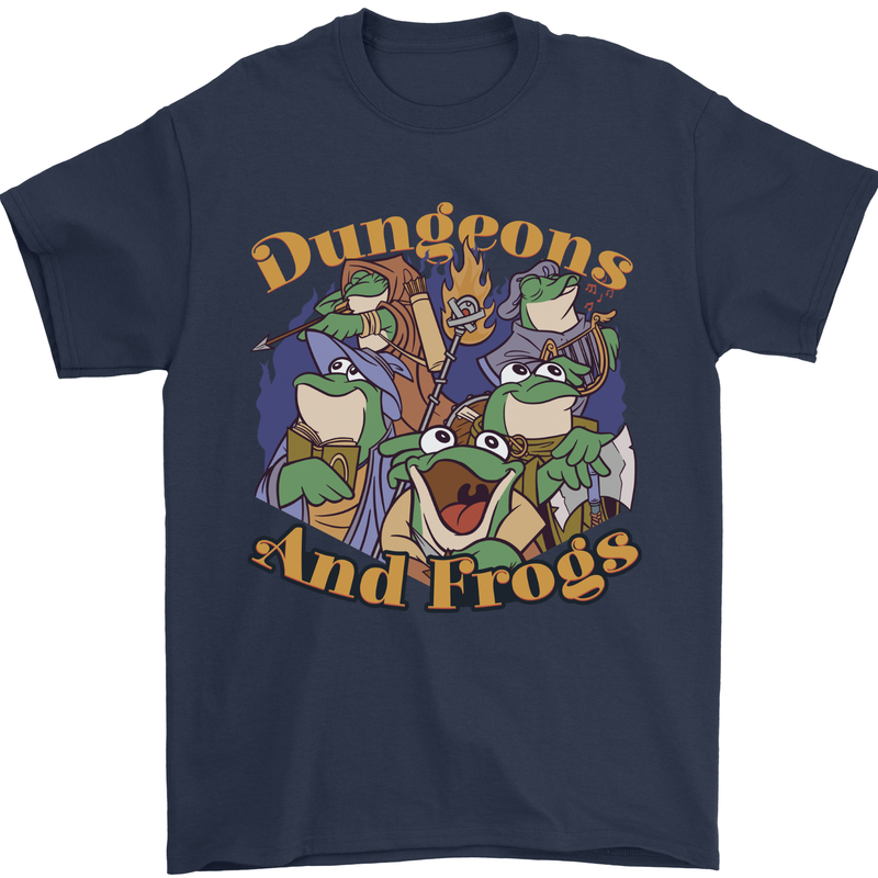 Dungeons & Frogs Role Play Games RPG Mens T-Shirt 100% Cotton Navy Blue