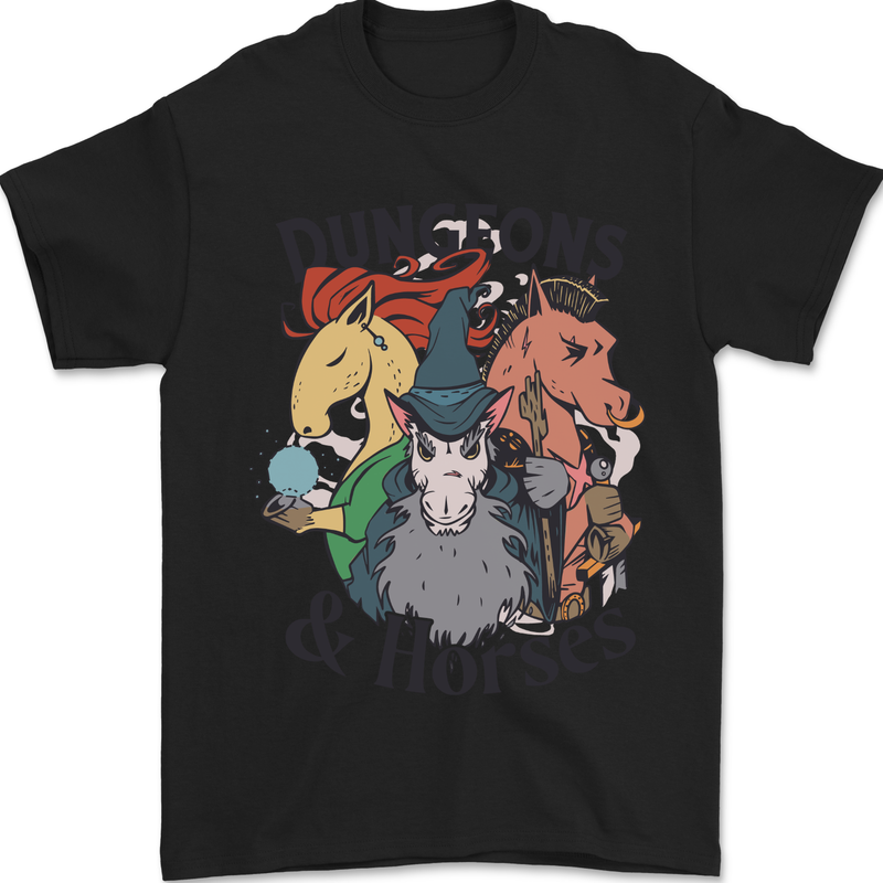 Dungeons & Horses Role Play Games RPG Mens T-Shirt 100% Cotton Black