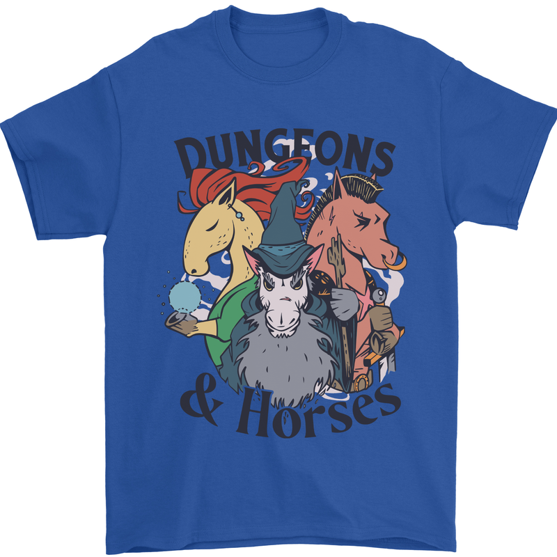 Dungeons & Horses Role Play Games RPG Mens T-Shirt 100% Cotton Royal Blue