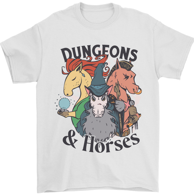 Dungeons & Horses Role Play Games RPG Mens T-Shirt 100% Cotton White
