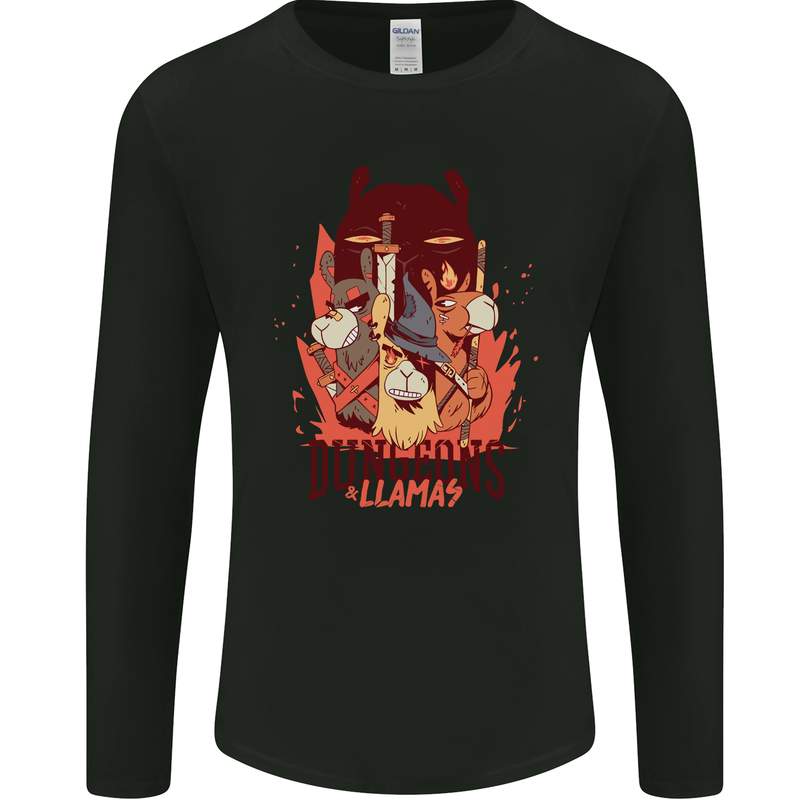 Dungeons & Llamas Role Play Games RPG Mens Long Sleeve T-Shirt Black