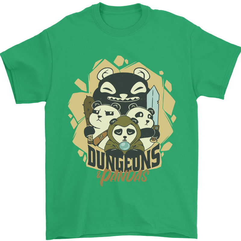 Dungeons & Panda Bears Role Play Games RPG Mens T-Shirt 100% Cotton Irish Green