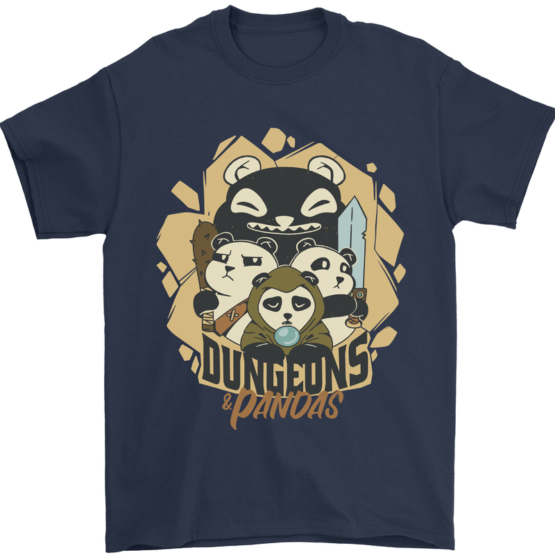 Dungeons & Panda Bears Role Play Games RPG Mens T-Shirt 100% Cotton Navy Blue