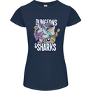 Dungeons & Sharks Role Play Games RPG Womens Petite Cut T-Shirt Navy Blue