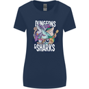 Dungeons & Sharks Role Play Games RPG Womens Wider Cut T-Shirt Navy Blue