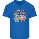 Easter Rabbit vs Santa Claus Funny Bunny Egg Mens V-Neck Cotton T-Shirt Royal Blue