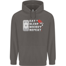Eat Sleep Hockey Repeat Ice Street Funny Mens 80% Cotton Hoodie Charcoal
