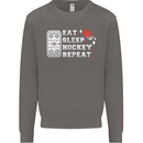 Eat Sleep Hockey Repeat Ice Street Funny Mens Sweatshirt Jumper Charcoal