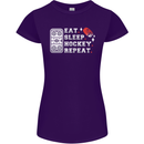 Eat Sleep Hockey Repeat Ice Street Funny Womens Petite Cut T-Shirt Purple