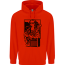 Electric Guitar Mona Lisa Rock Music Player Childrens Kids Hoodie Bright Red