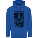 Electric Guitar Mona Lisa Rock Music Player Childrens Kids Hoodie Royal Blue