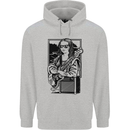 Electric Guitar Mona Lisa Rock Music Player Childrens Kids Hoodie Sports Grey