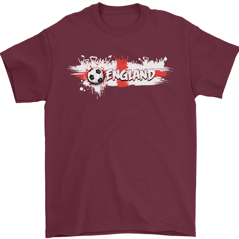 England Flag Football Mens T-Shirt 100% Cotton Maroon