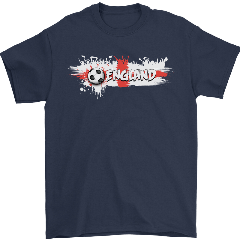 England Flag Football Mens T-Shirt 100% Cotton Navy Blue