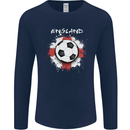 England Flag Football St George Cross Mens Long Sleeve T-Shirt Navy Blue
