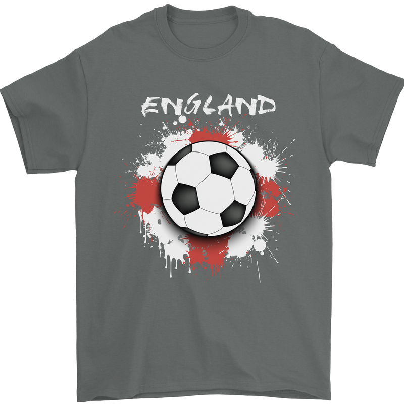 England Flag Football St George Cross Mens T-Shirt 100% Cotton Charcoal