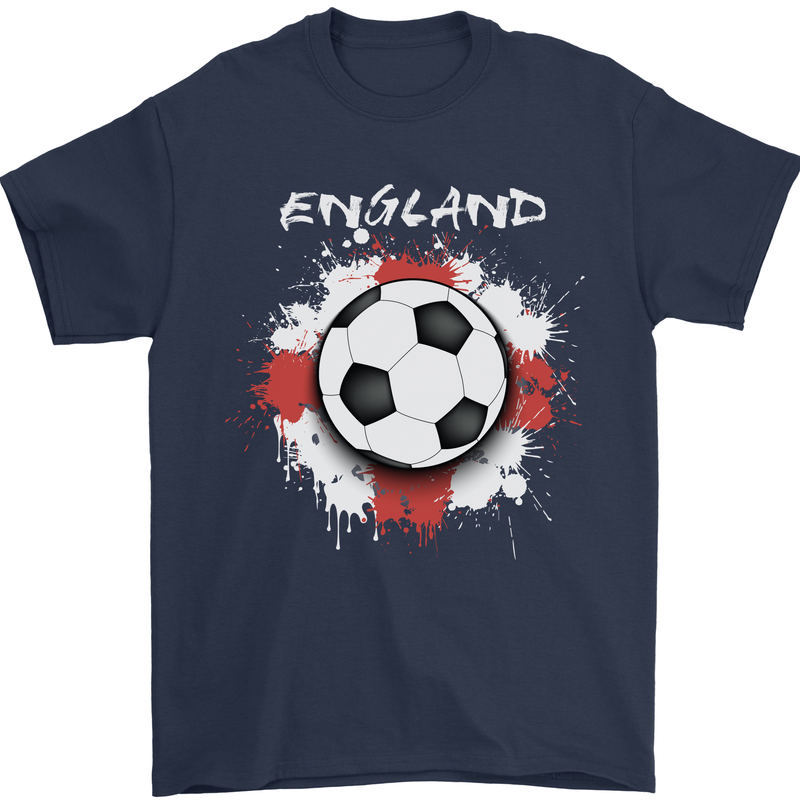 England Flag Football St George Cross Mens T-Shirt 100% Cotton Navy Blue
