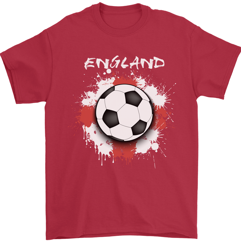 England Flag Football St George Cross Mens T-Shirt 100% Cotton Red
